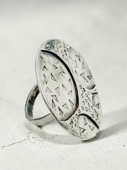 Shield of Resolve-Sterling Silver statement Ring Size 7