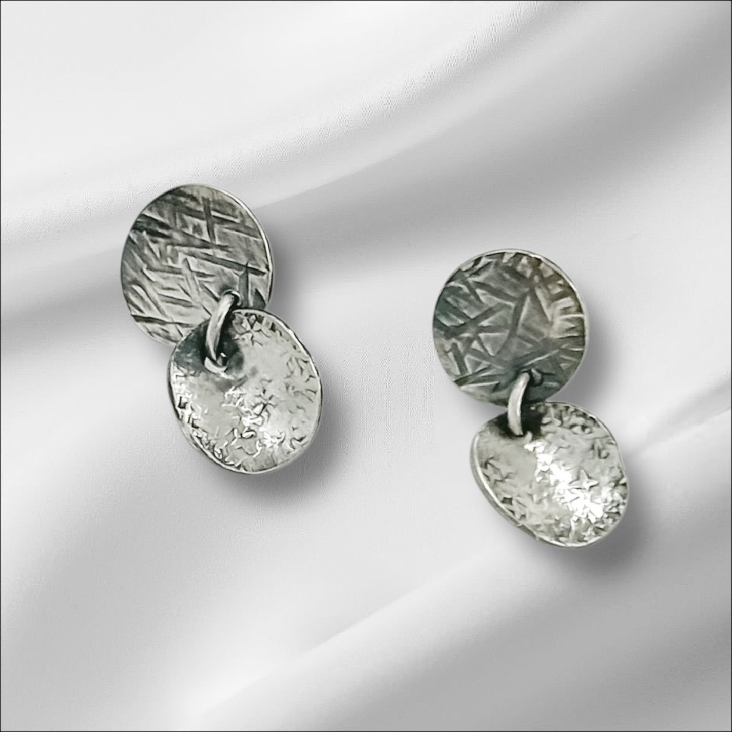 Drifting Echos-Sterling Silver Earring Studs with Dangle
