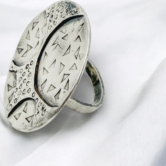 Shield of Resolve-Sterling Silver statement Ring Size 7