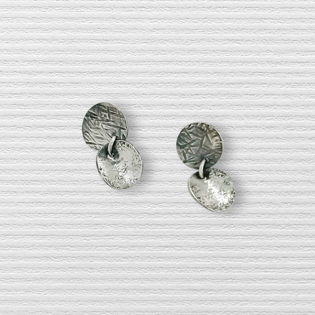 Drifting Echos-Sterling Silver Earring Studs with Dangle