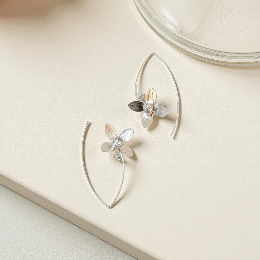 Eloquent Petals Sterling Silver With Topaz Earrings