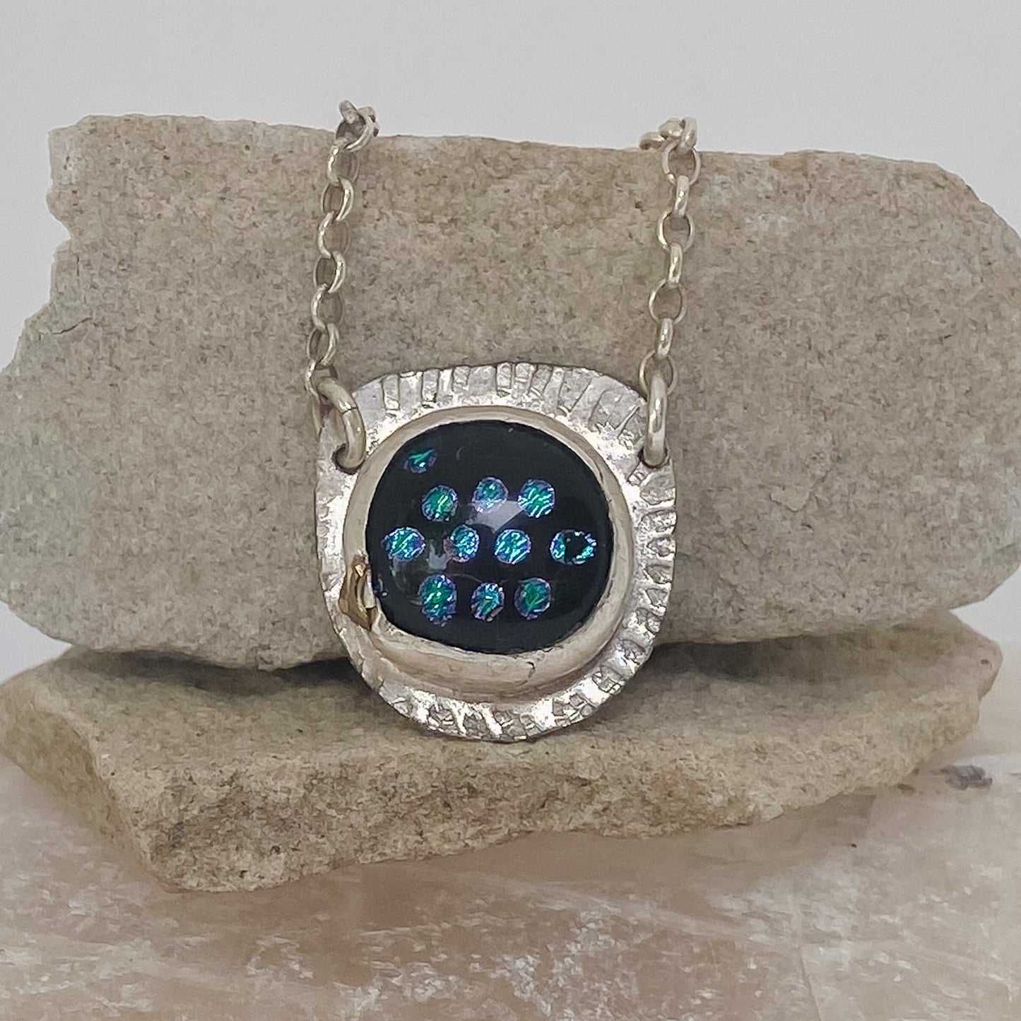 Sterling Silver & Torch Fired Glass Pendant Necklace - Aprilierre