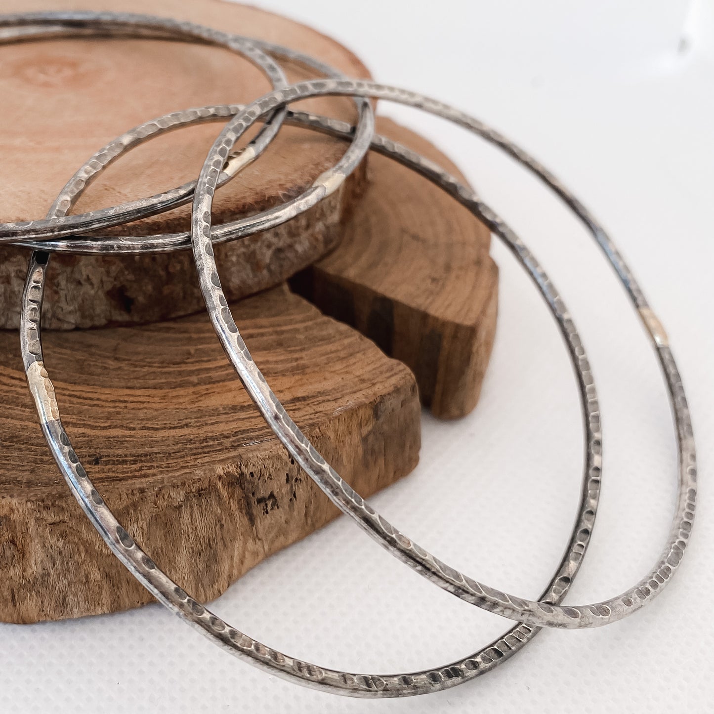 Memories in Metal - Oxidized Sterling Silver, 18kt Gold Bangle Set - Aprilierre