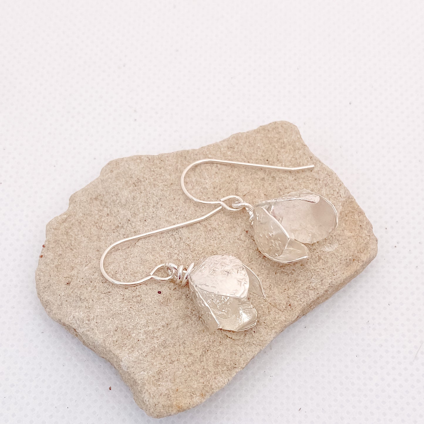 Tiny Little Flower Buds - Sterling Silver Earring Drops - Aprilierre