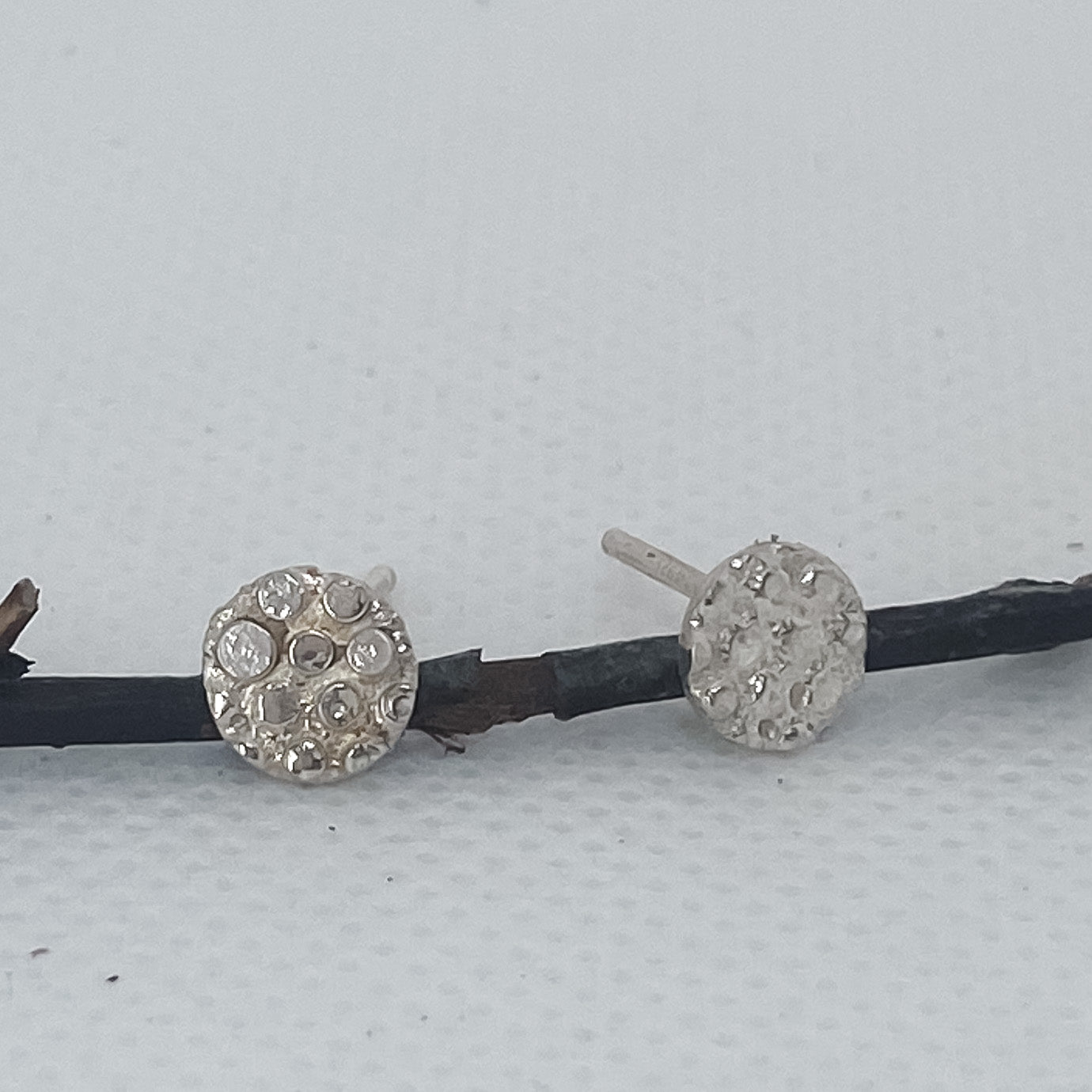 Sterling Silver Textured Circle Studs - Aprilierre