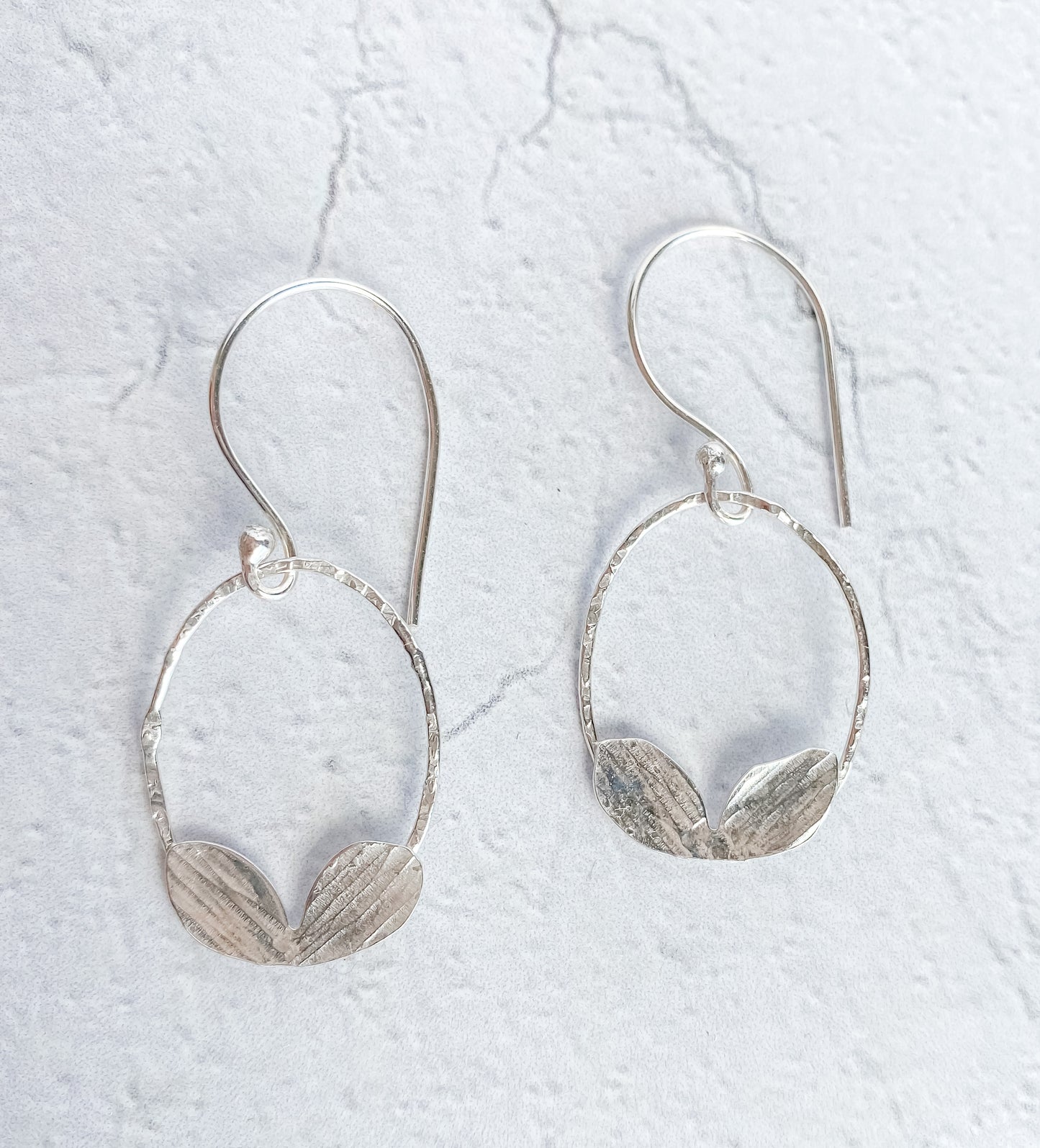Pretty Petals~Sterling Silver Hoop Earring Dangles - Aprilierre