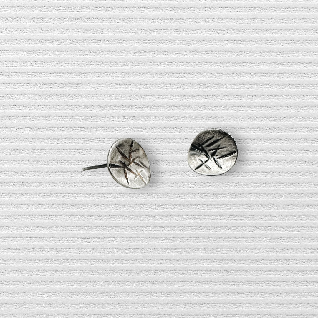Whispers in the Wind-Sterling Silver Stamped Textured Stud Earrings