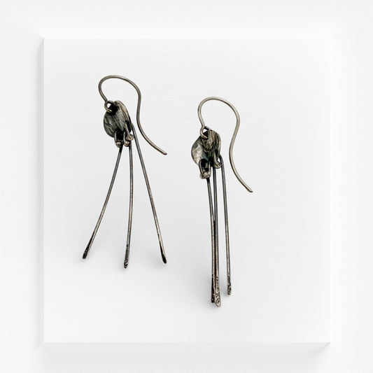 Falling Branches Oxidized Sterling Silver Earrings