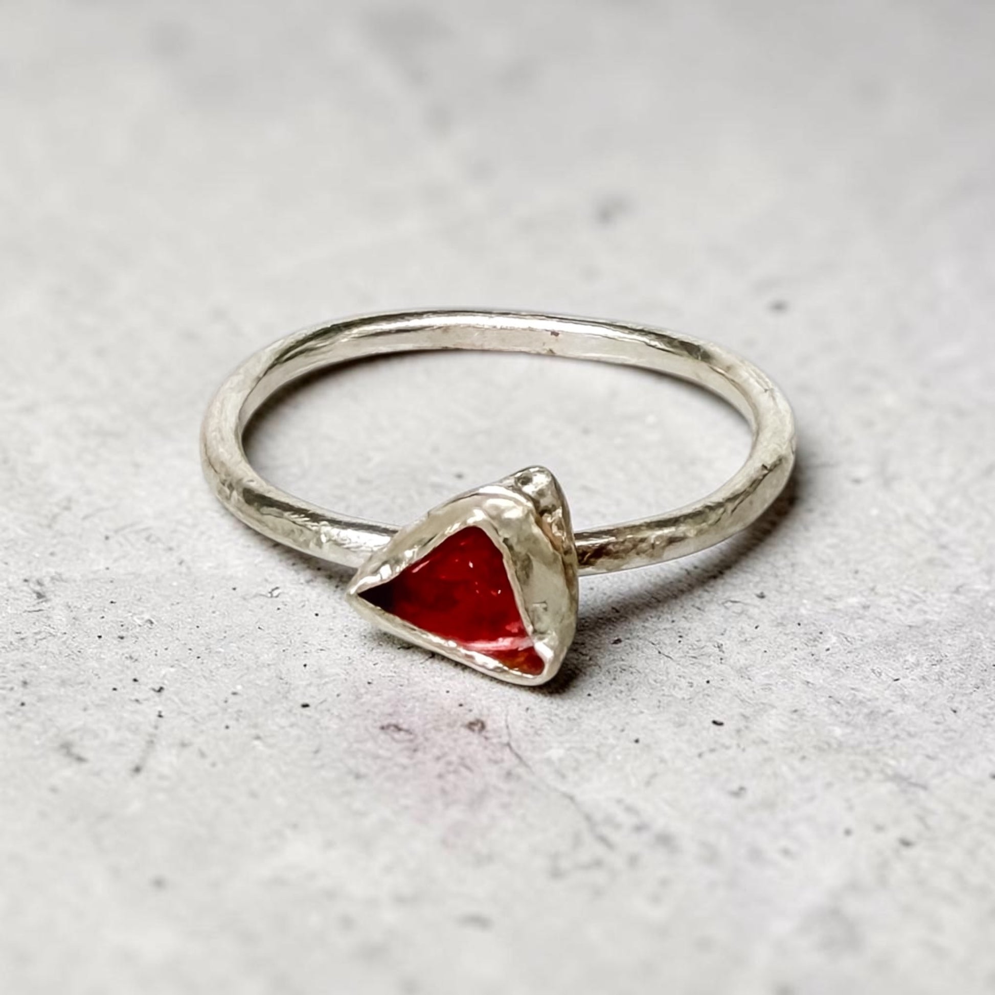 Sterling silver Watermelon Slice stack ring with pink tourmaline, size 8.25, featuring colorful gemstone details and intricate design