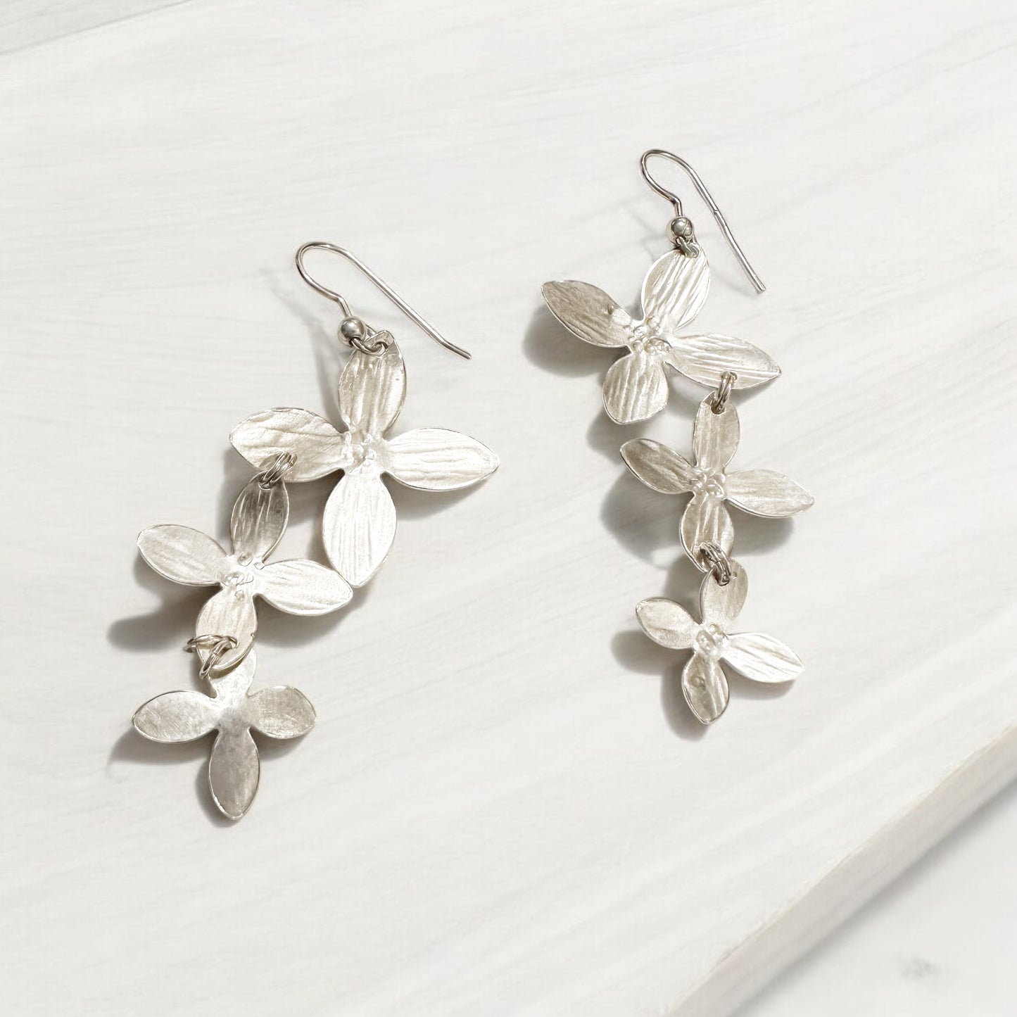 Cascading Petals-Sterling Silver Earrings