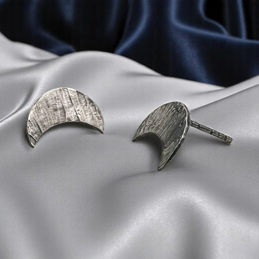 Celestial Slivers -Recycled Sterling Silver Crescent Studs
