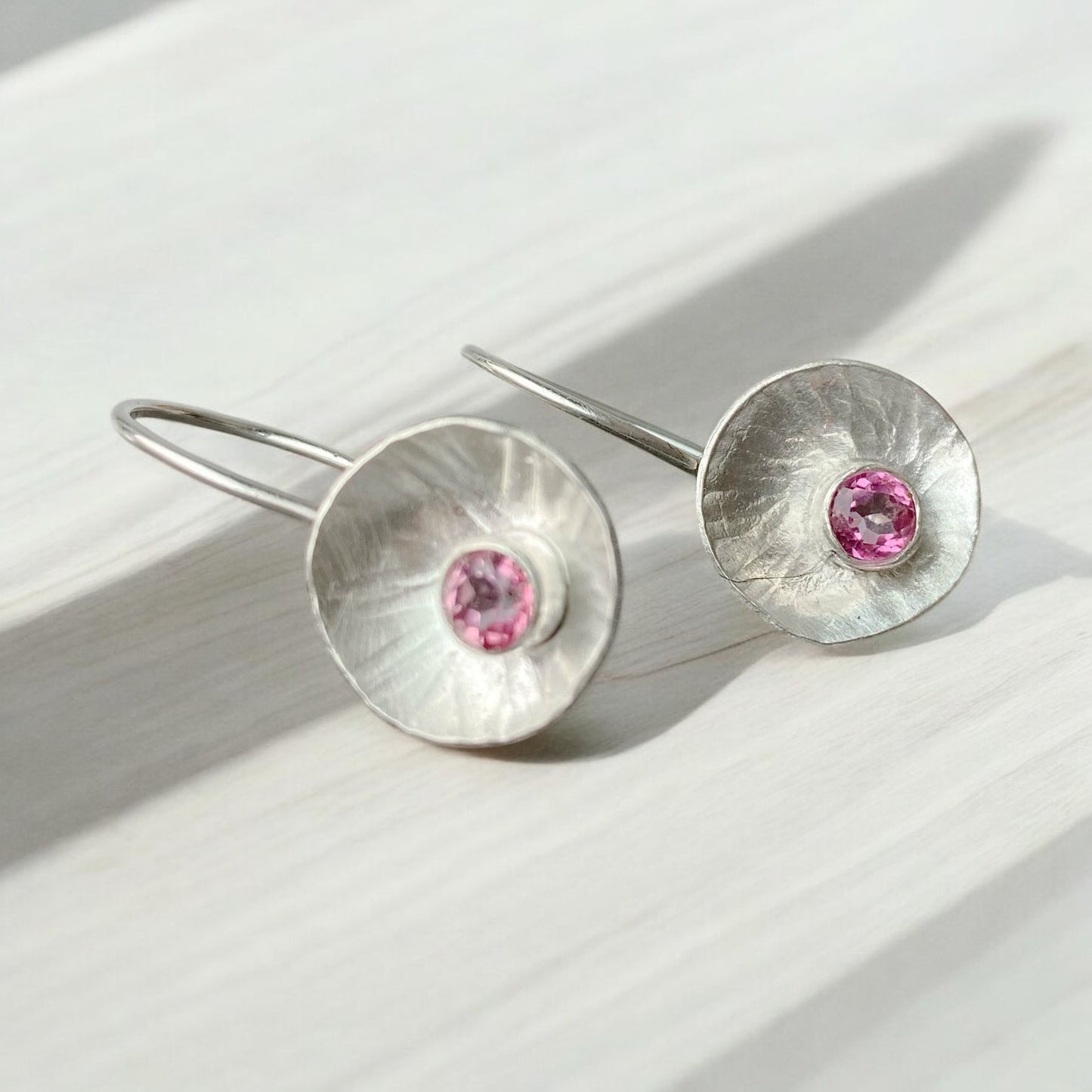 Blushing Blooms~ sterling silver earrings with Pink Topaz Gemstones