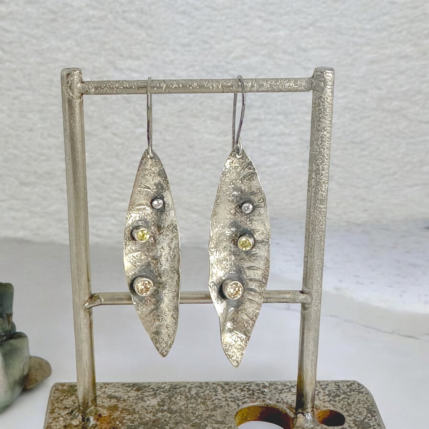 Dew Drop-Sterling Silver Statement Leaf Earrings