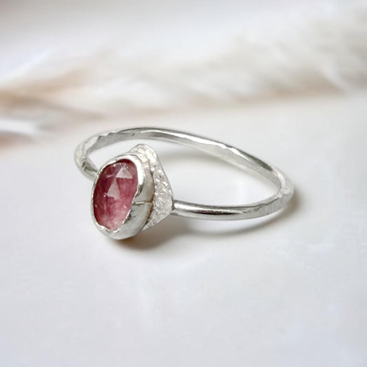 Pink Parfait-Sterling Silver Pink Tourmaline Ring size 6.75 - Aprilierre