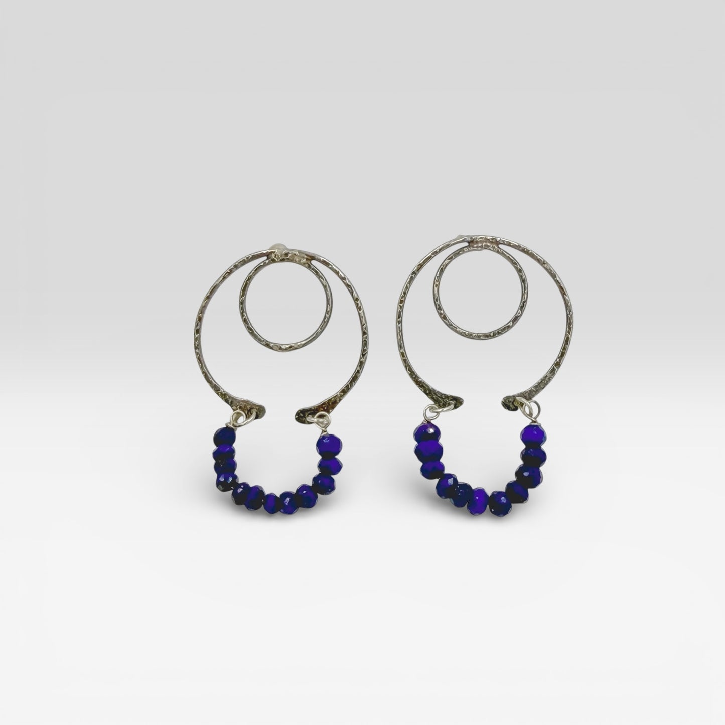 Blue Current Hoops-Sterling Silver Earring Studs with Lapis