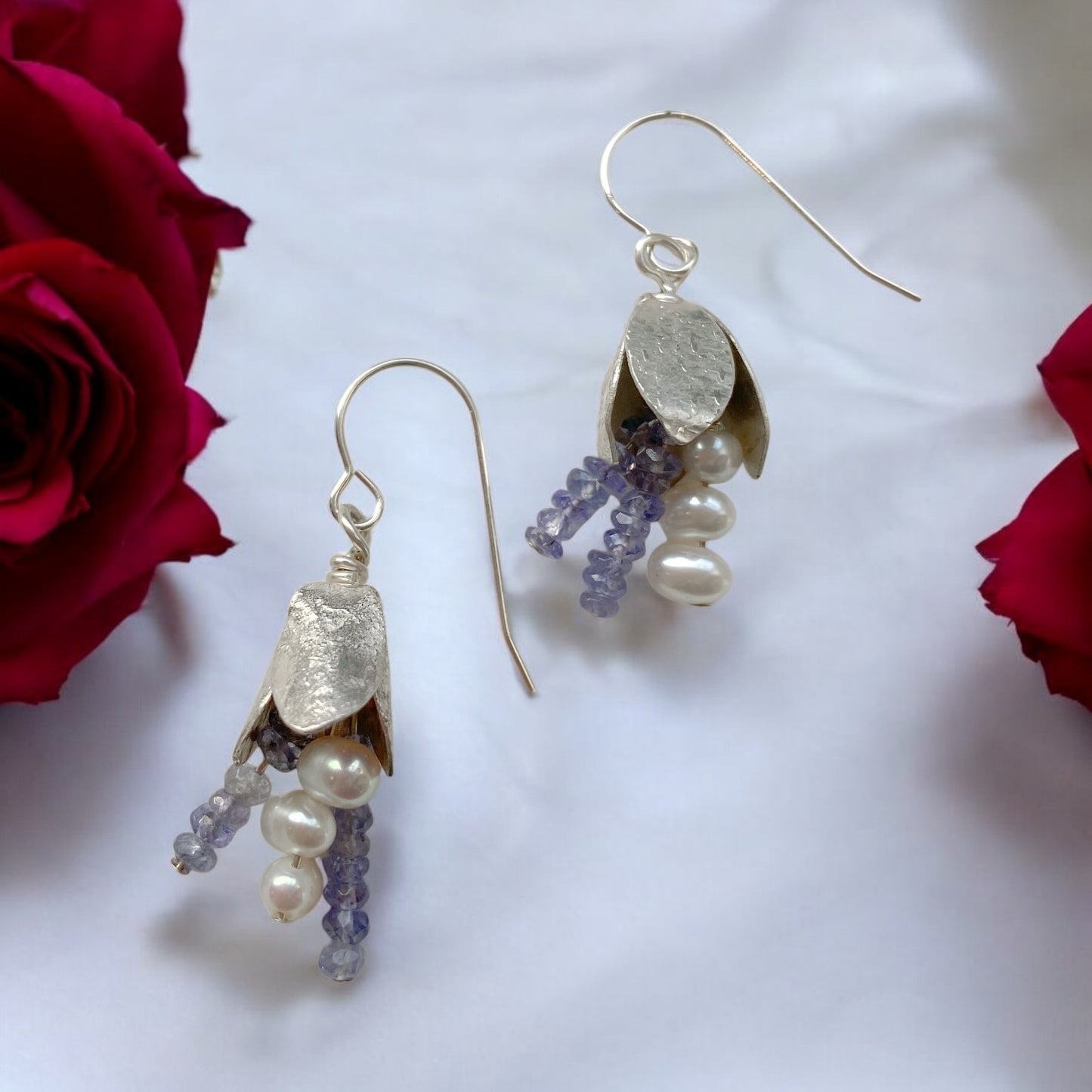 Winter’s Whisper Earrings-Sterling Silver and Tanzenite Earrings