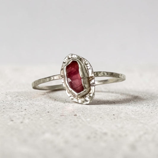 Pink Martini-Sterling Silver Pink Tourmaline Ring size 8.75 - Aprilierre