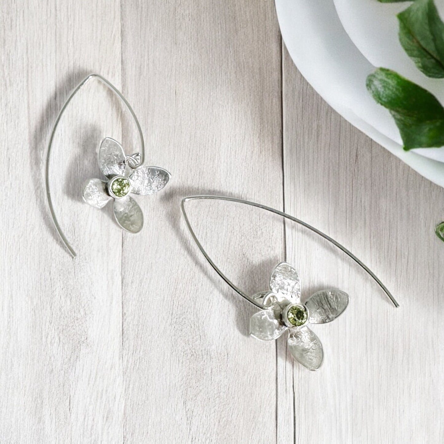 Eloquent Petals Sterling Silver With Topaz Earrings - Aprilierre