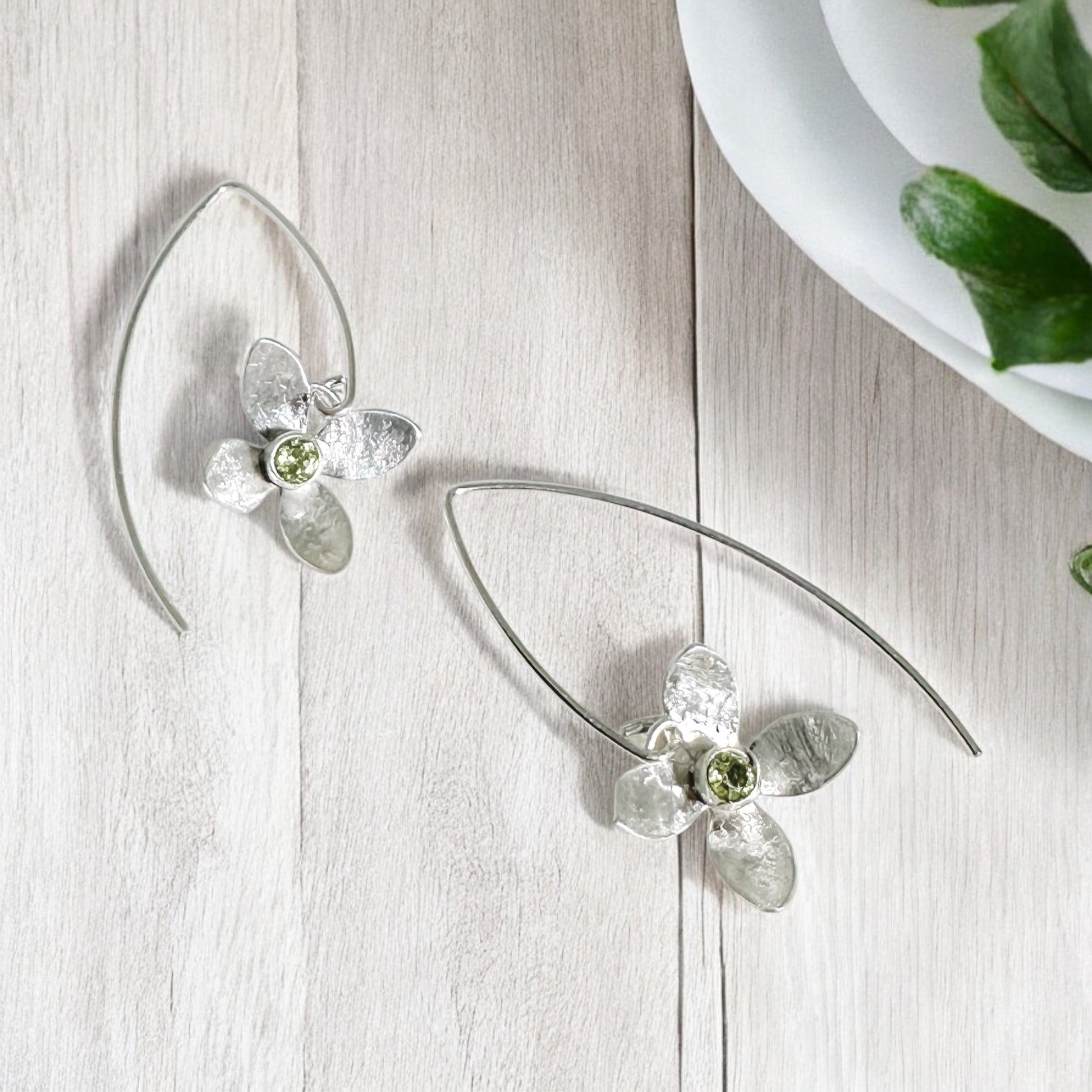 Eloquent Petals Sterling Silver With Topaz Earrings - Aprilierre