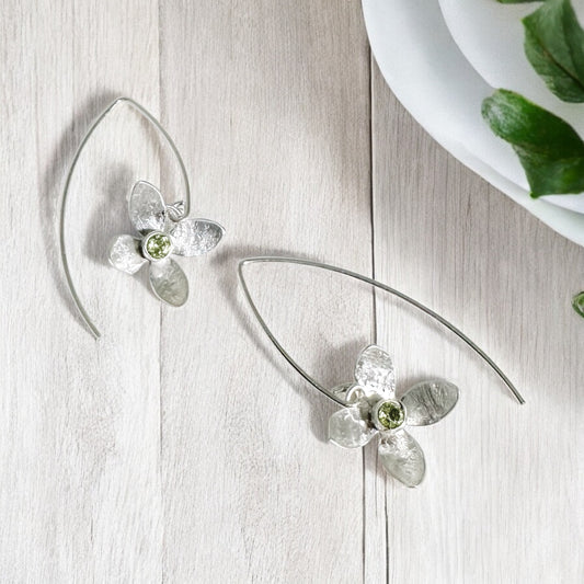 Eloquent Petals Sterling Silver With Topaz Earrings - Aprilierre