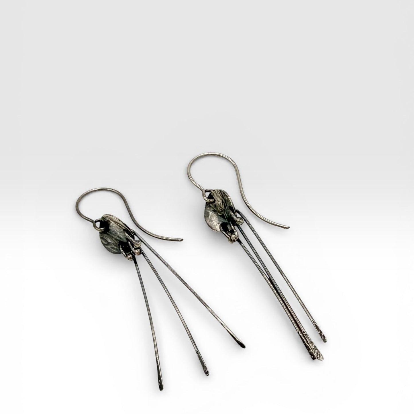 Falling Branches Oxidized Sterling Silver Earrings