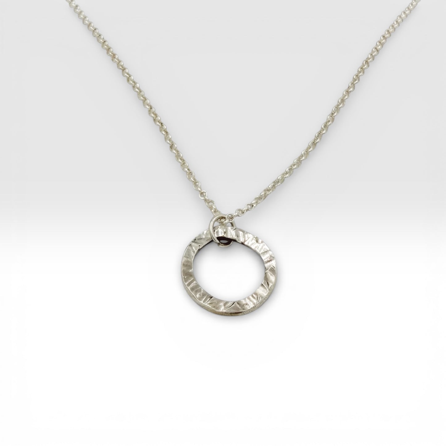 Quiet Orbit -Sterling silver Circle Pendant Necklace