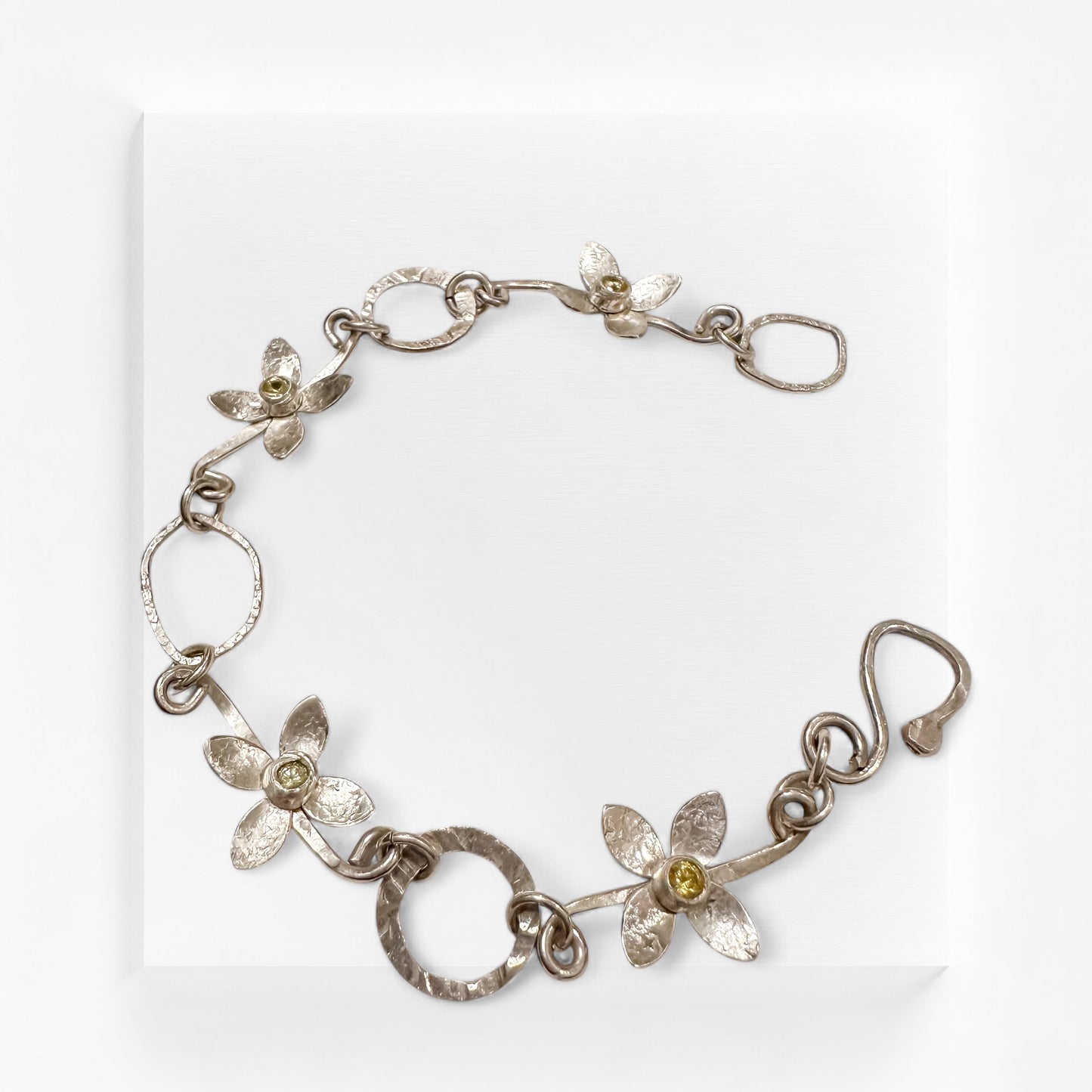 Blooming Blossoms Bracelet-Sterling Silver with Yellow Gems