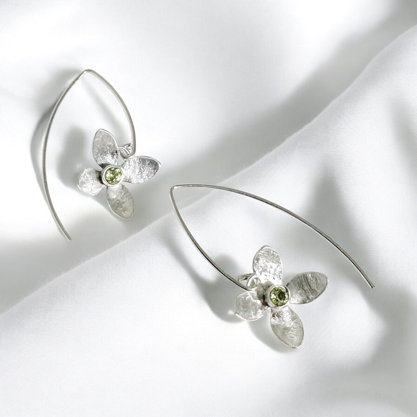 Eloquent Petals Sterling Silver With Topaz Earrings - Aprilierre