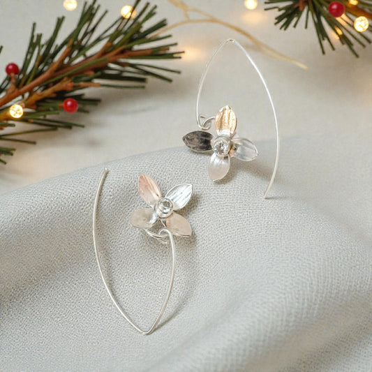 Eloquent Petals Sterling Silver With Topaz Earrings