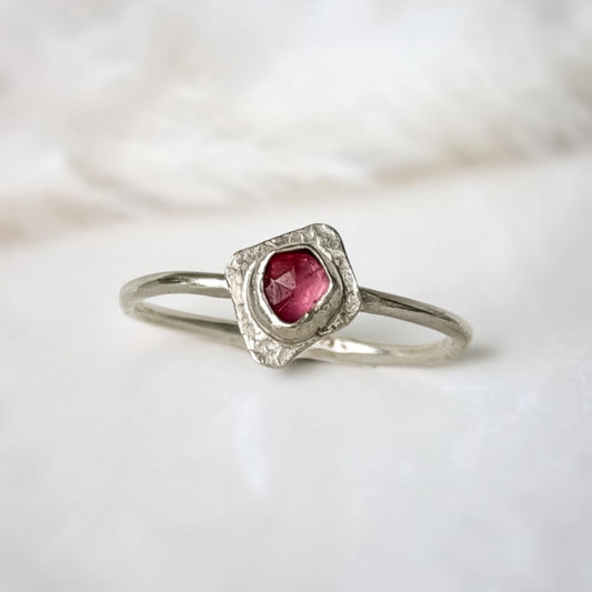 Raspberry Tart-Sterling Silver PinkRing Size 8.25 - Aprilierre