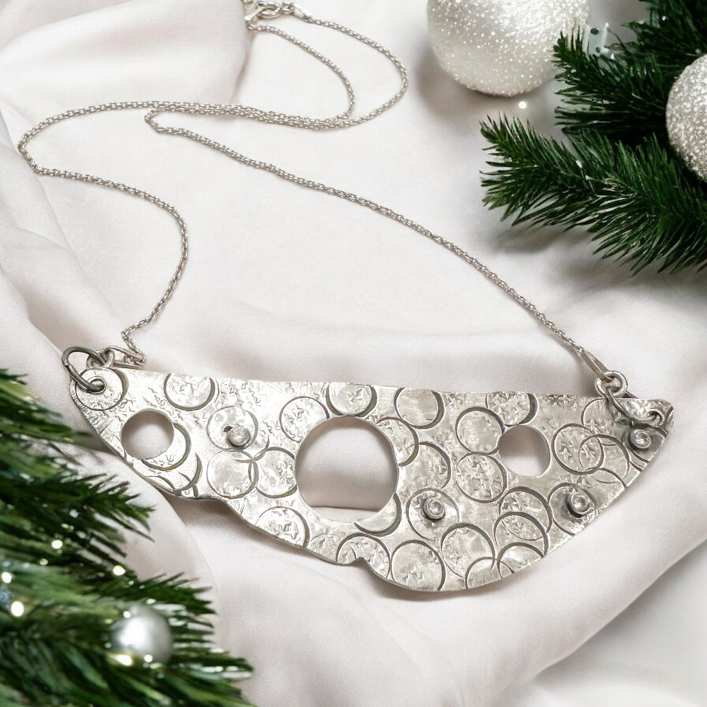 Celestial Edge Necklace-Sterling Silver Statment Necklace