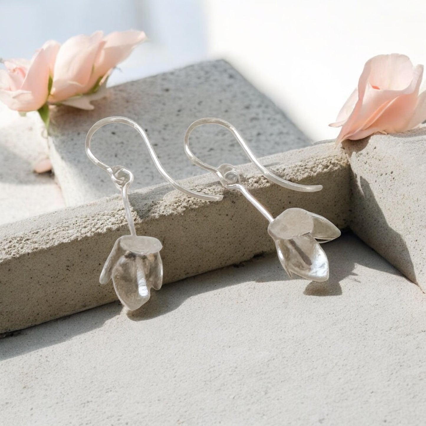 Whispering Lily Flower -Sterling silver Earrings