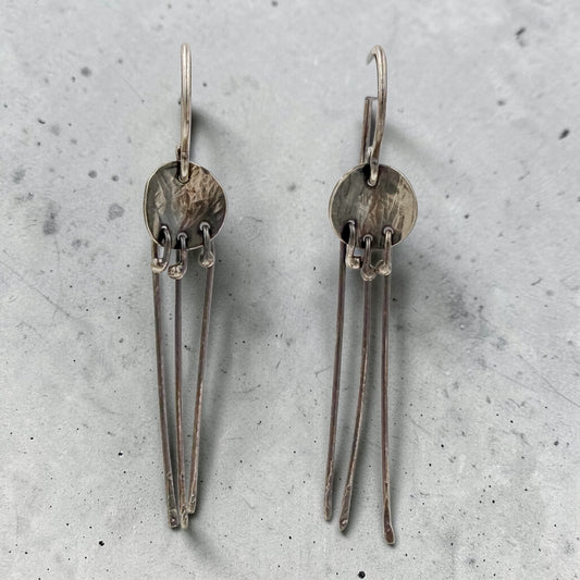 Falling Branches Oxidized Sterling Silver Earrings