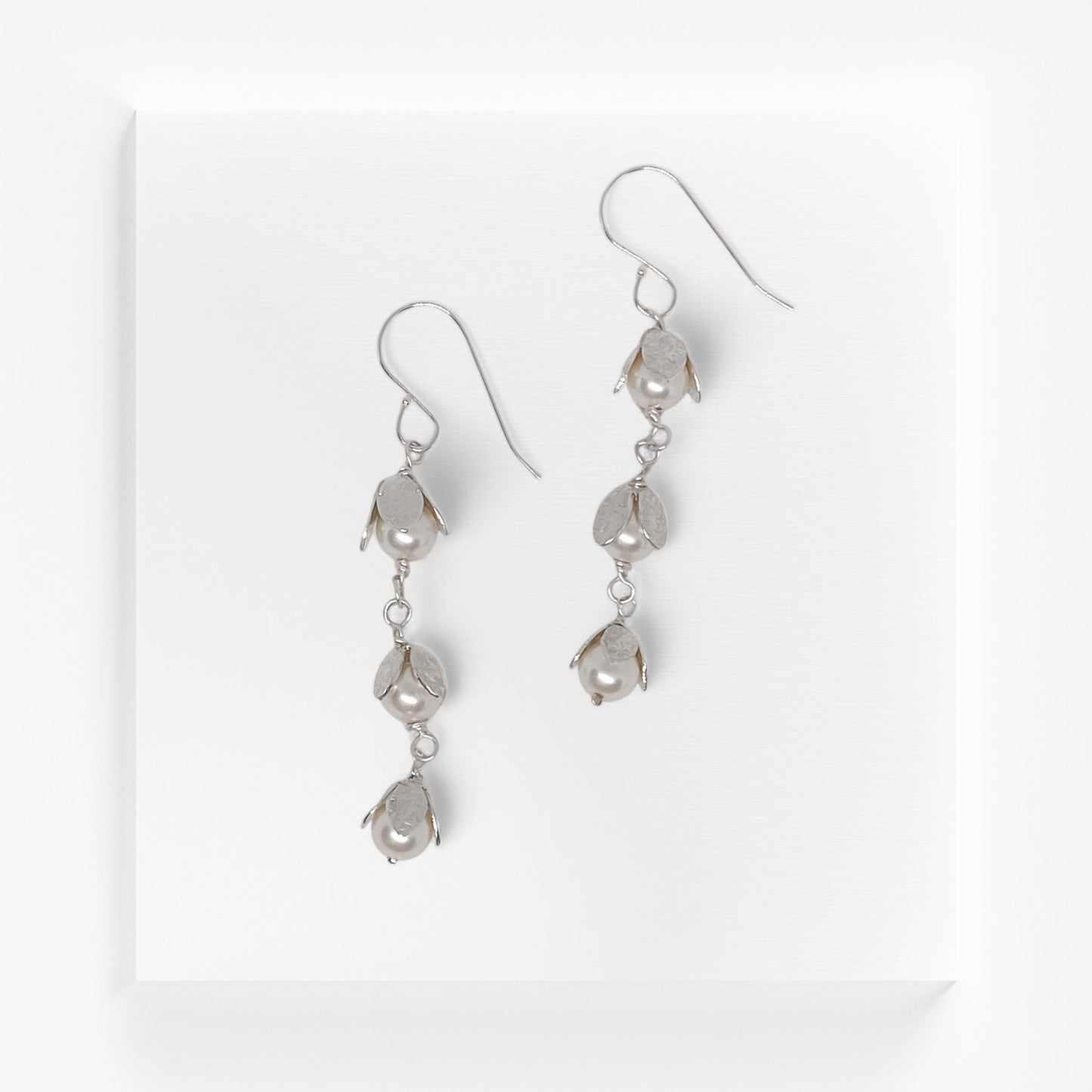 Lily of the Valley Earrings-Sterling Silver and Swarovski Pearls