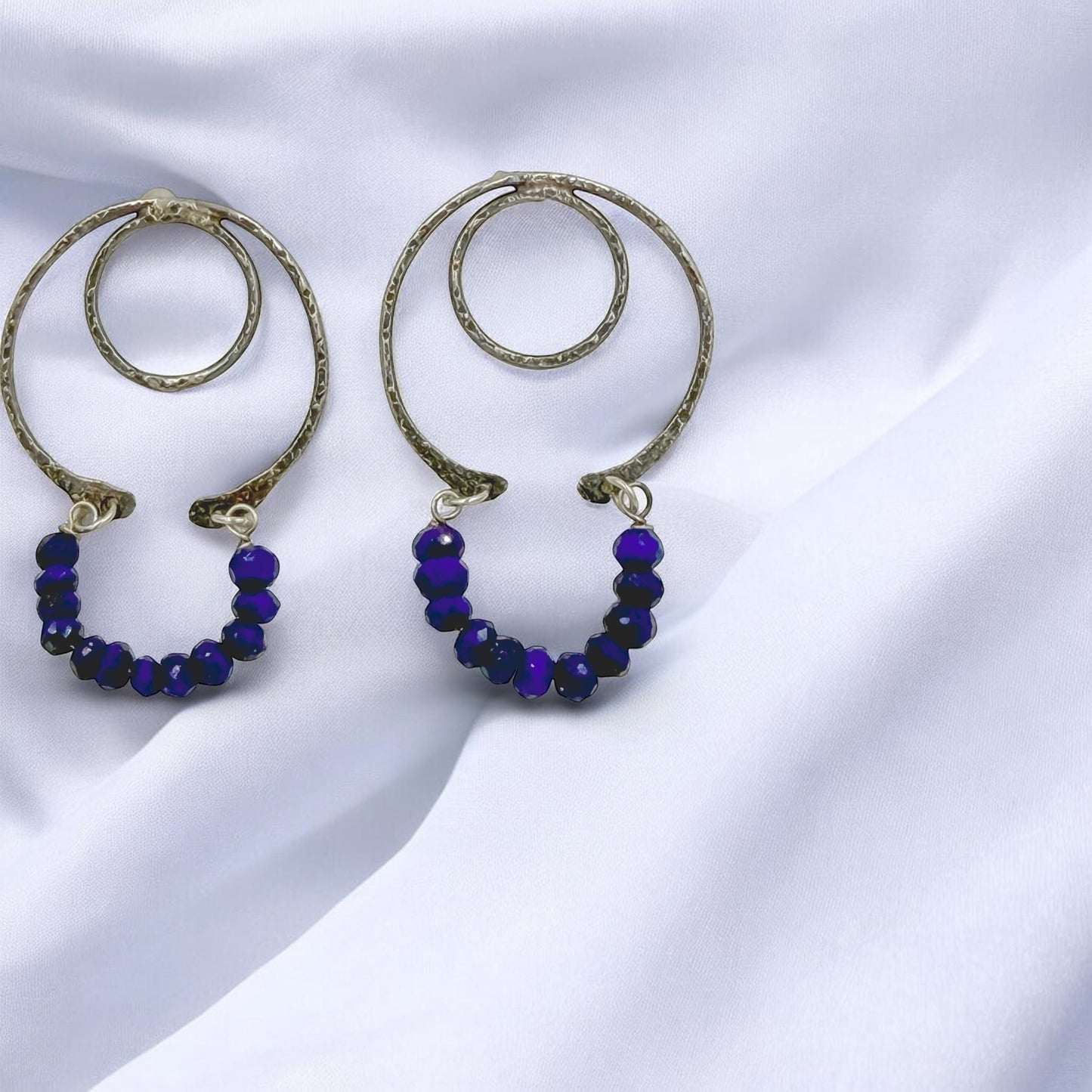 Blue Current Hoops-Sterling Silver Earring Studs with Lapis