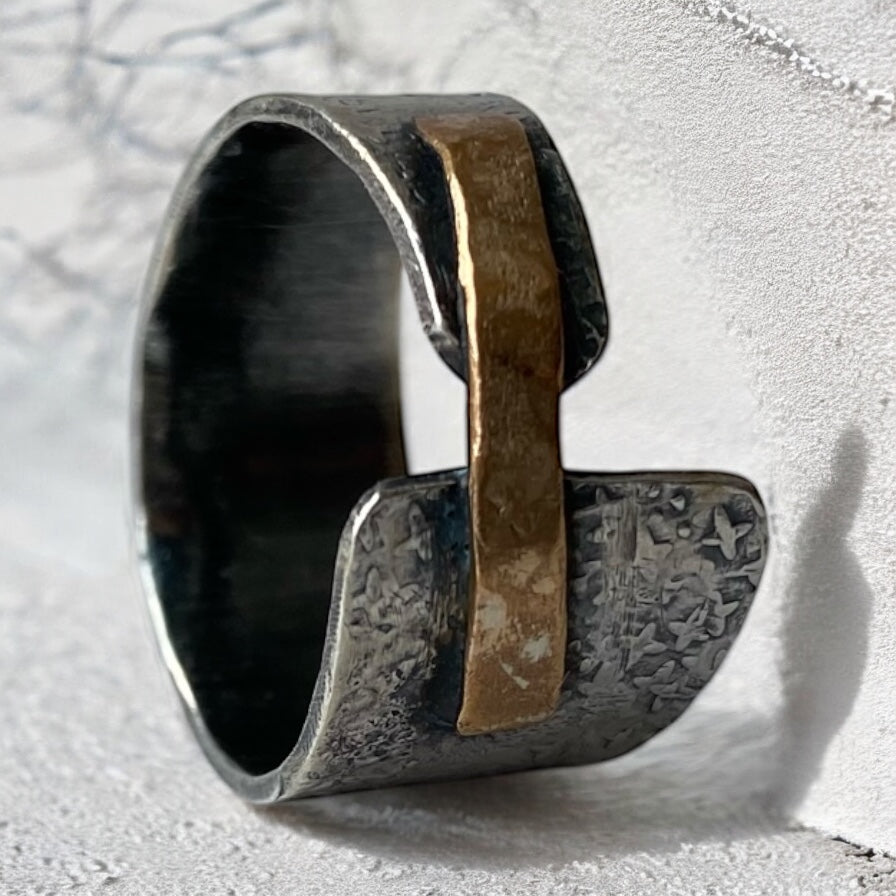 Lacuna Ring Black Sterling Silver and Gold