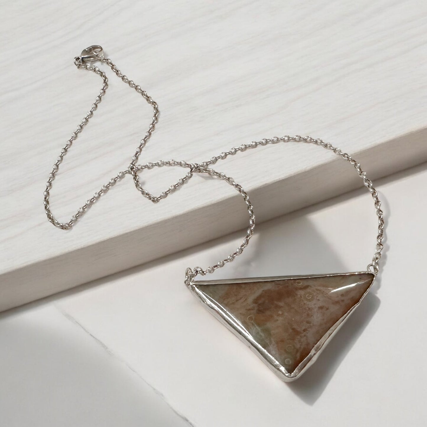 Edge of Elegance-Sterling Silver Jasper Pendant necklace