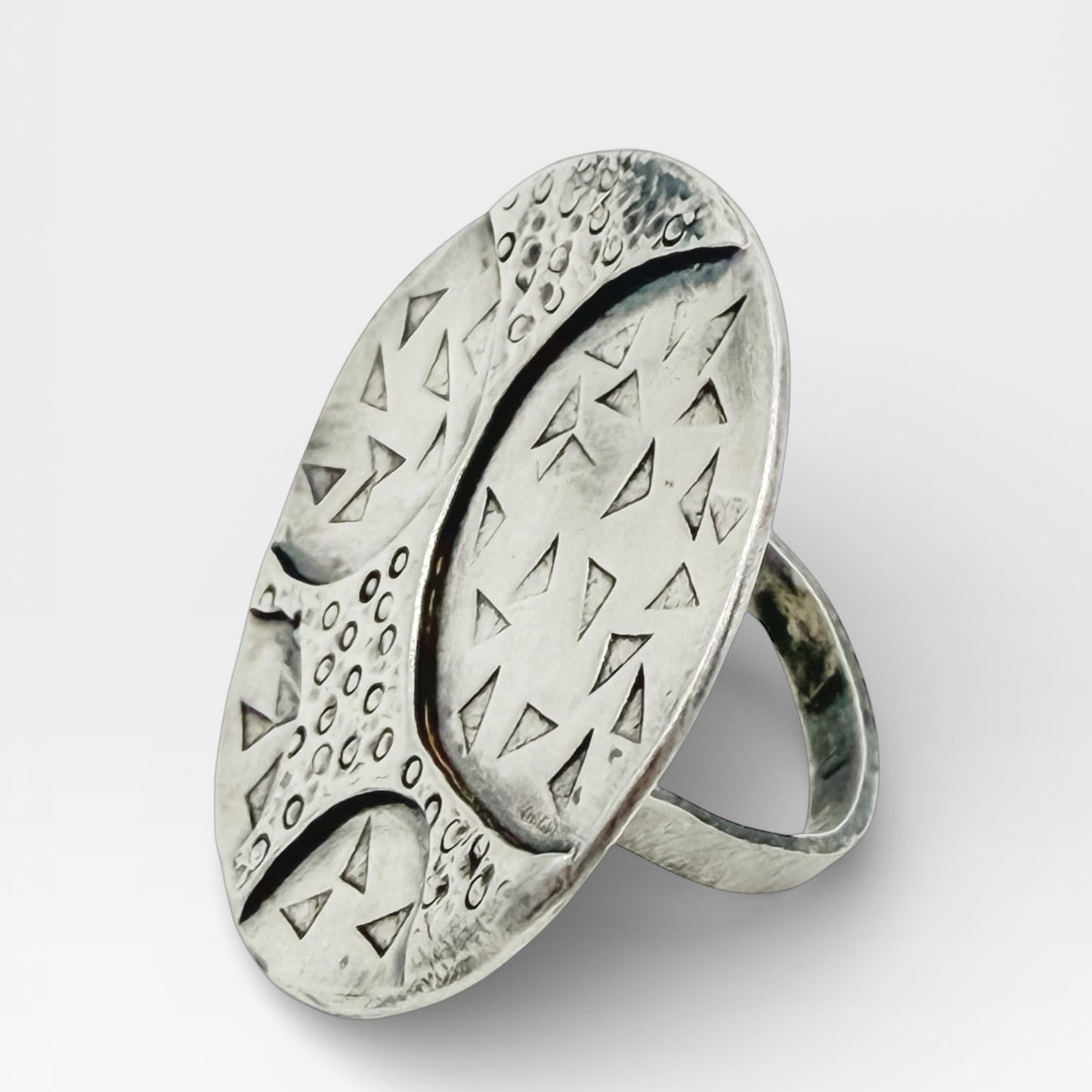 Shield of Resolve-Sterling Silver statement Ring Size 7