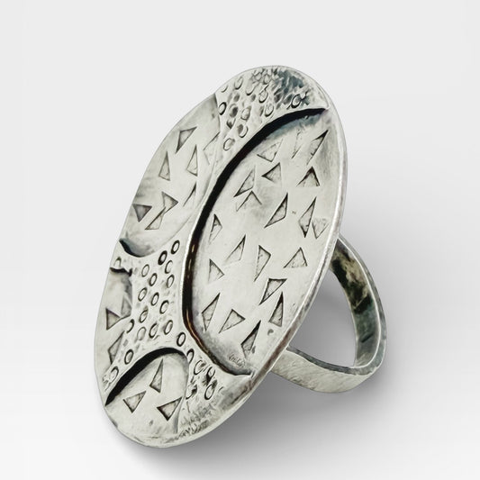 Shield of Resolve-Sterling Silver statement Ring Size 7