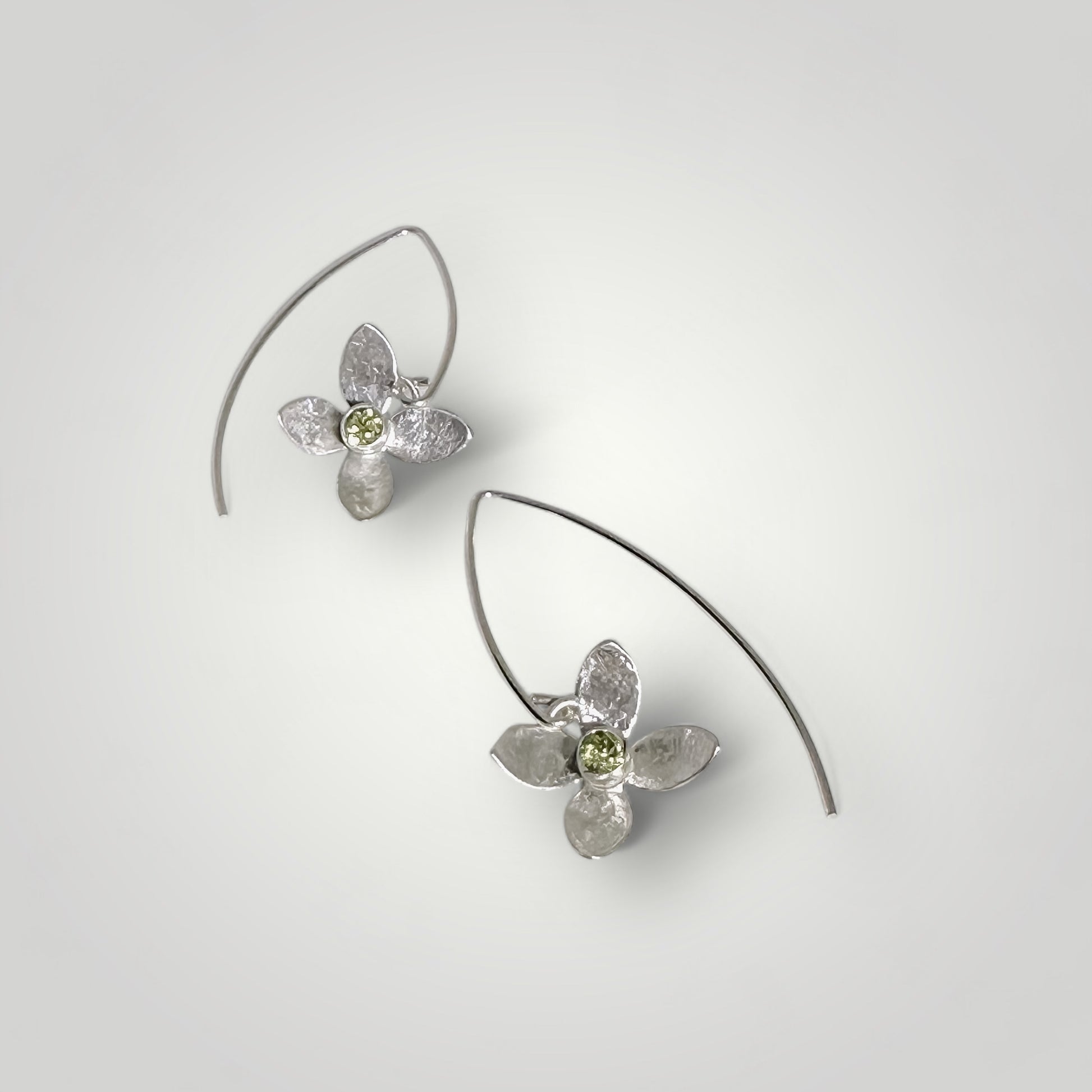 Eloquent Petals Sterling Silver With Topaz Earrings - Aprilierre