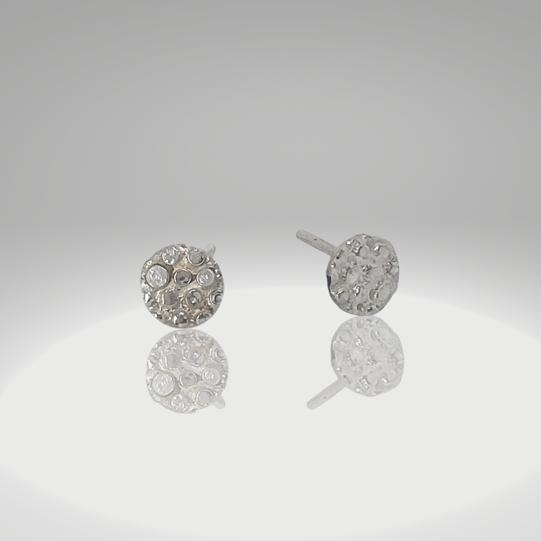 Sterling Silver Textured Circle Studs - Aprilierre