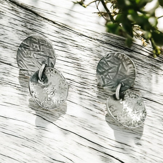 Drifting Echos-Sterling Silver Earring Studs with  Dangle