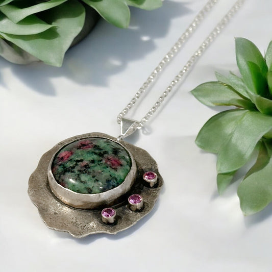 Monet’s Garden - Sterling silver Ruby Zoissite