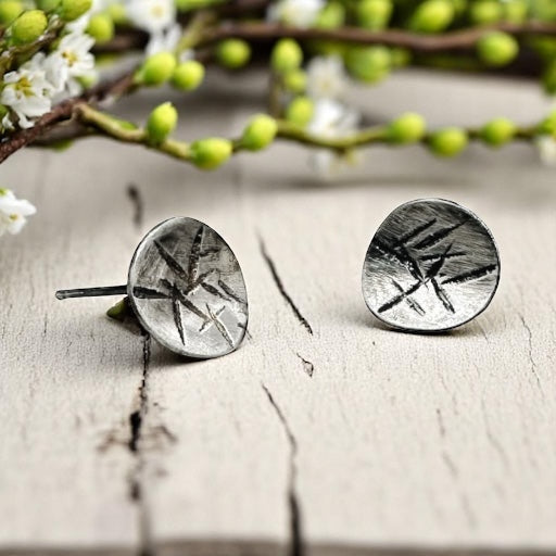 Whispers in the Wind-Sterling Silver Stamped Textured Stud Earrings