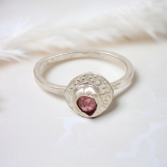 Strawberries n’ Cream -Sterling Silver Pink Tourmaline Stack Ring Size 7 - Aprilierre