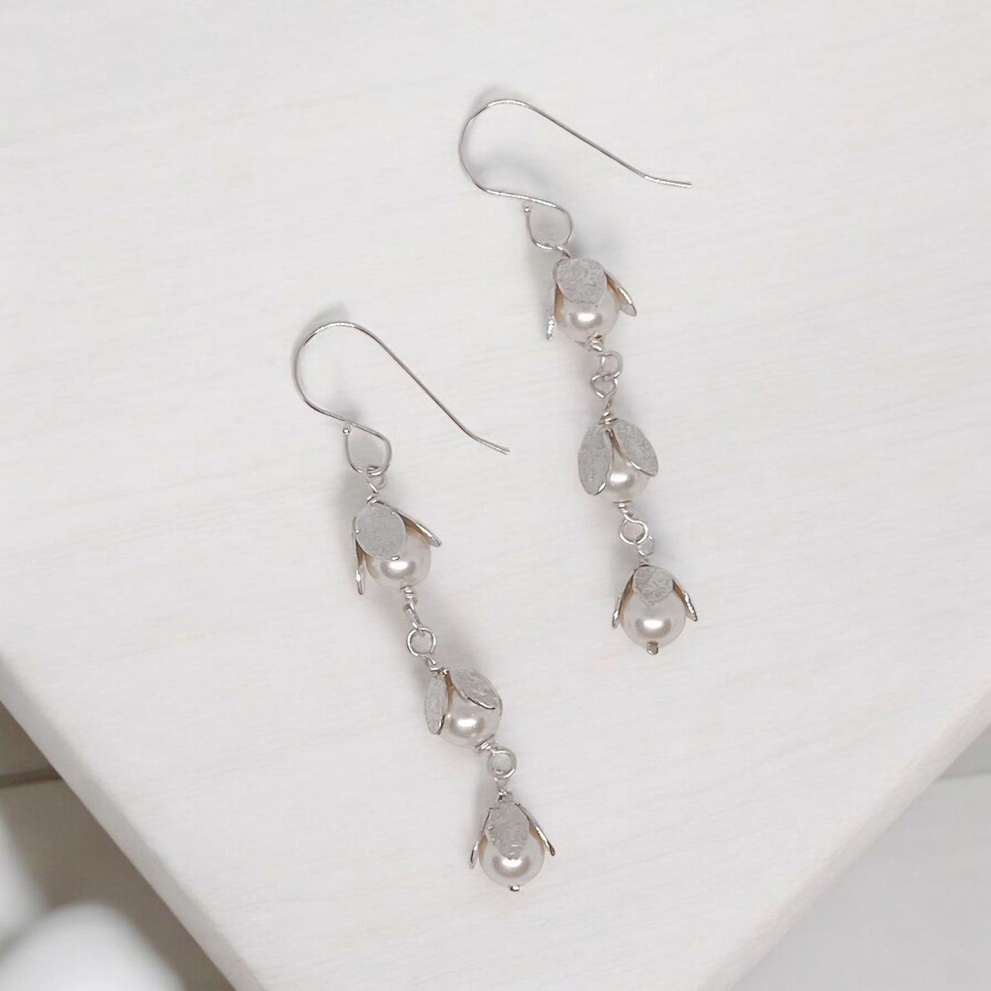 Lily of the Valley Earrings-Sterling Silver and Swarovski Pearls