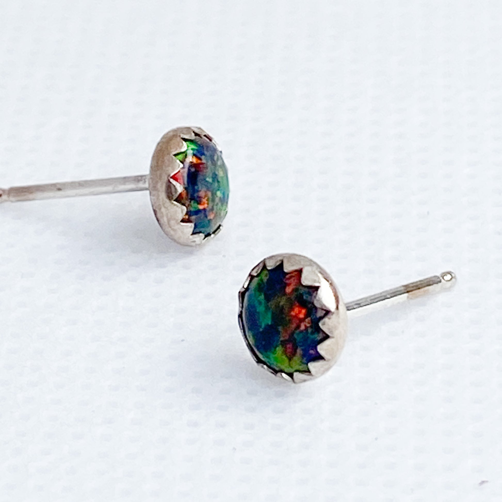 Black Kyocera Opal  Earring Studs - Aprilierre