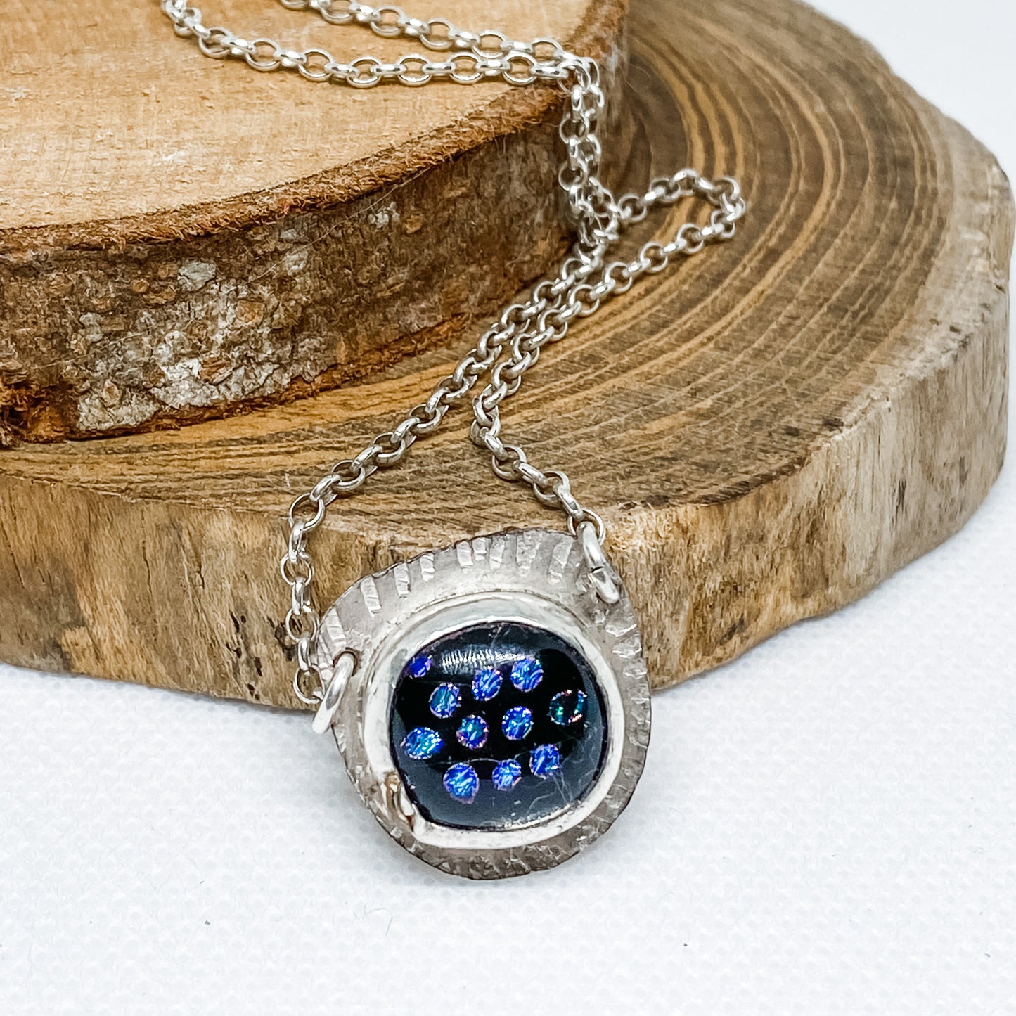 Sterling Silver & Torch Fired Glass Pendant Necklace - Aprilierre