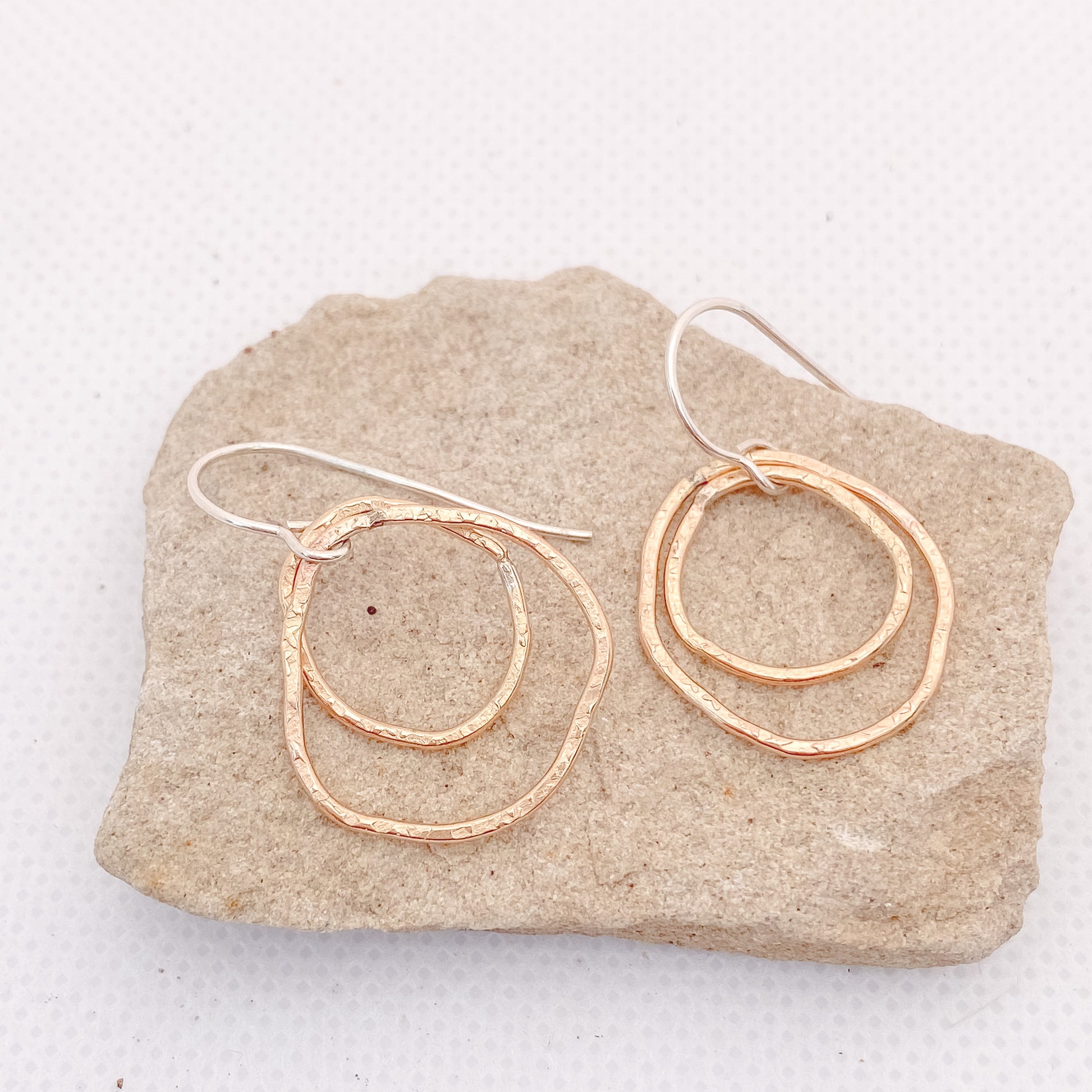 14kt gold filled double hoop Dangle earrings - Aprilierre