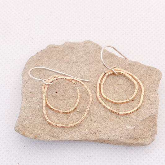 14kt gold filled double hoop Dangle earrings - Aprilierre